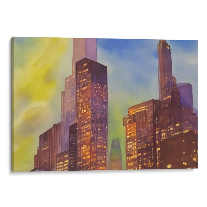 Watercolor Willis Tower Print - Canvas Art Print by Kanvah