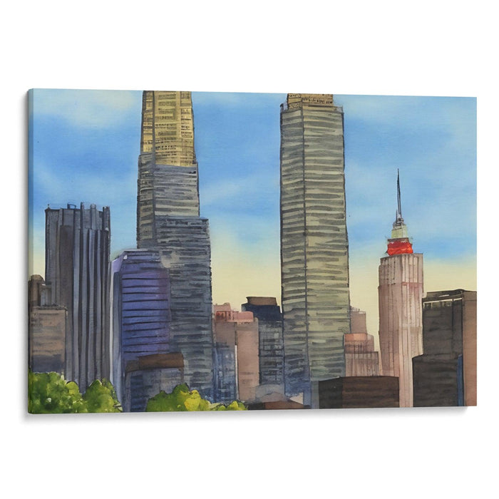 Watercolor Willis Tower Print - Canvas Art Print by Kanvah