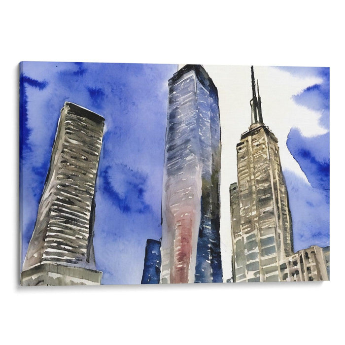 Watercolor Willis Tower Print - Canvas Art Print by Kanvah