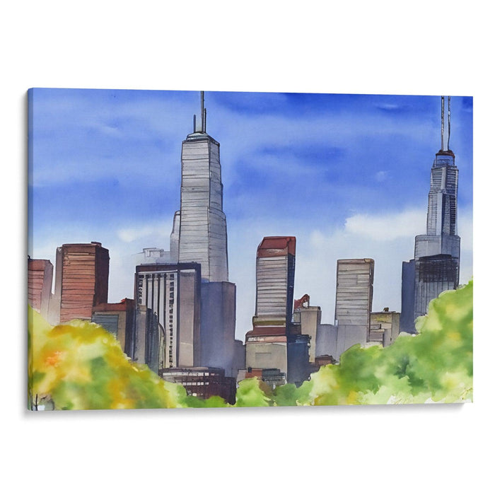 Watercolor Willis Tower Print - Canvas Art Print by Kanvah