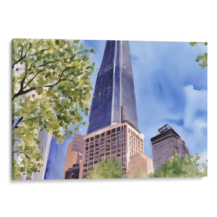 Watercolor Willis Tower Print - Canvas Art Print by Kanvah