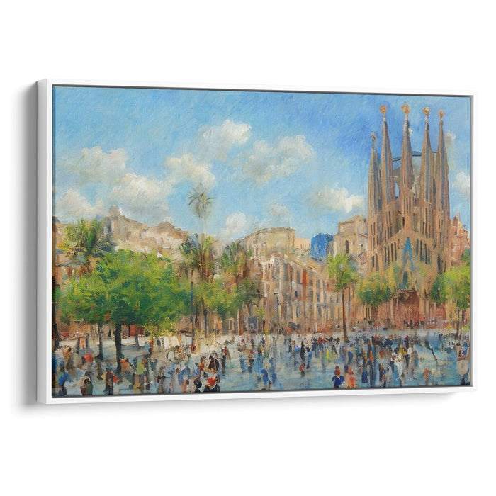 Impressionism Barcelona Print - Canvas Art Print by Kanvah