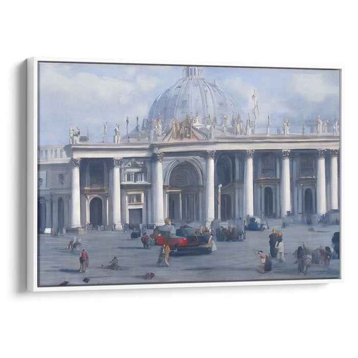 Realism Colonnade of St. Peter's Basilica Print - Canvas Art Print by Kanvah