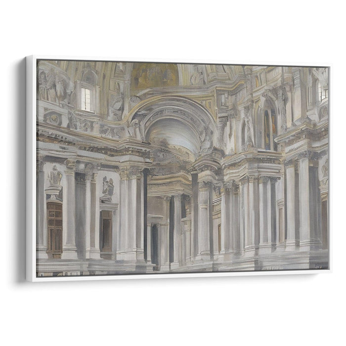 Realism Colonnade of St. Peter's Basilica Print - Canvas Art Print by Kanvah