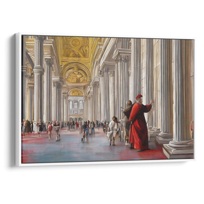 Realism Colonnade of St. Peter's Basilica Print - Canvas Art Print by Kanvah