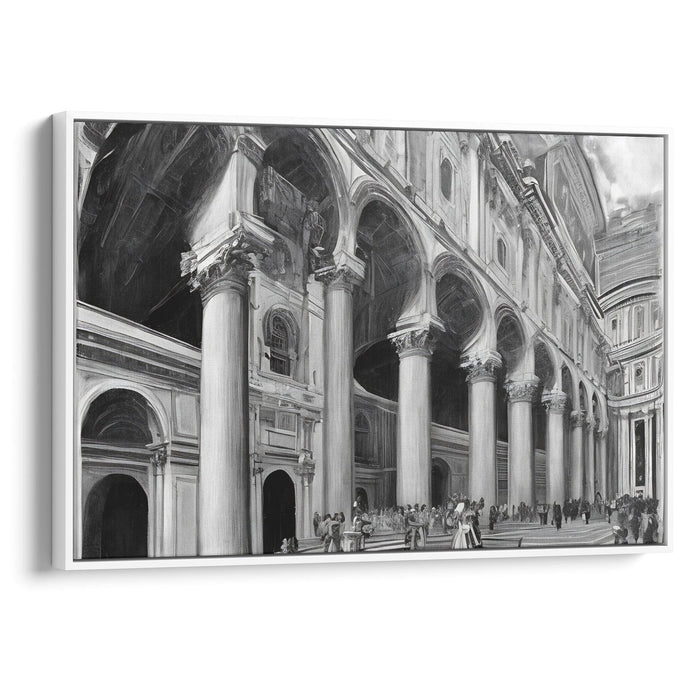 Realism Colonnade of St. Peter's Basilica Print - Canvas Art Print by Kanvah