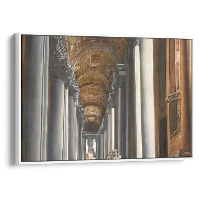 Realism Colonnade of St. Peter's Basilica Print - Canvas Art Print by Kanvah