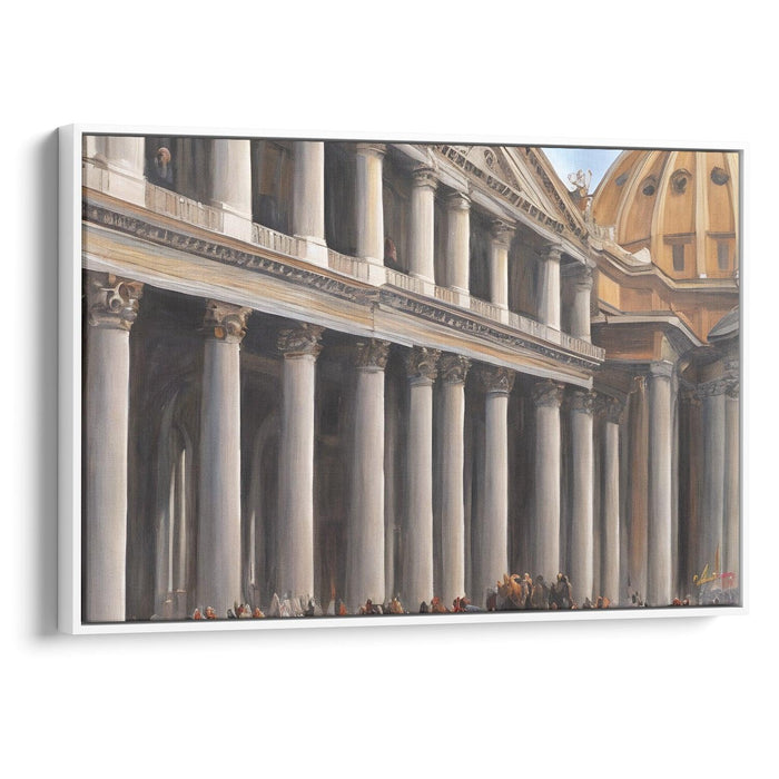 Realism Colonnade of St. Peter's Basilica Print - Canvas Art Print by Kanvah