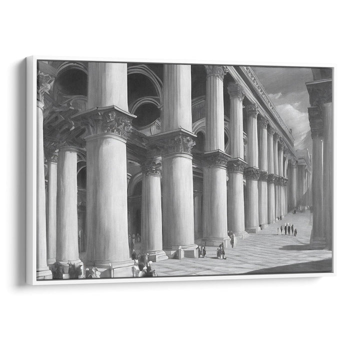 Realism Colonnade of St. Peter's Basilica Print - Canvas Art Print by Kanvah