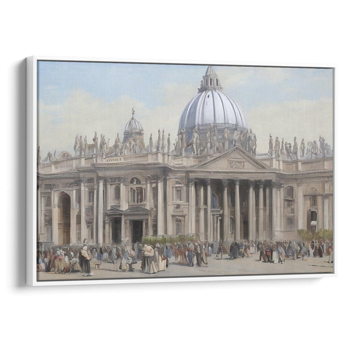 Realism Colonnade of St. Peter's Basilica Print - Canvas Art Print by Kanvah