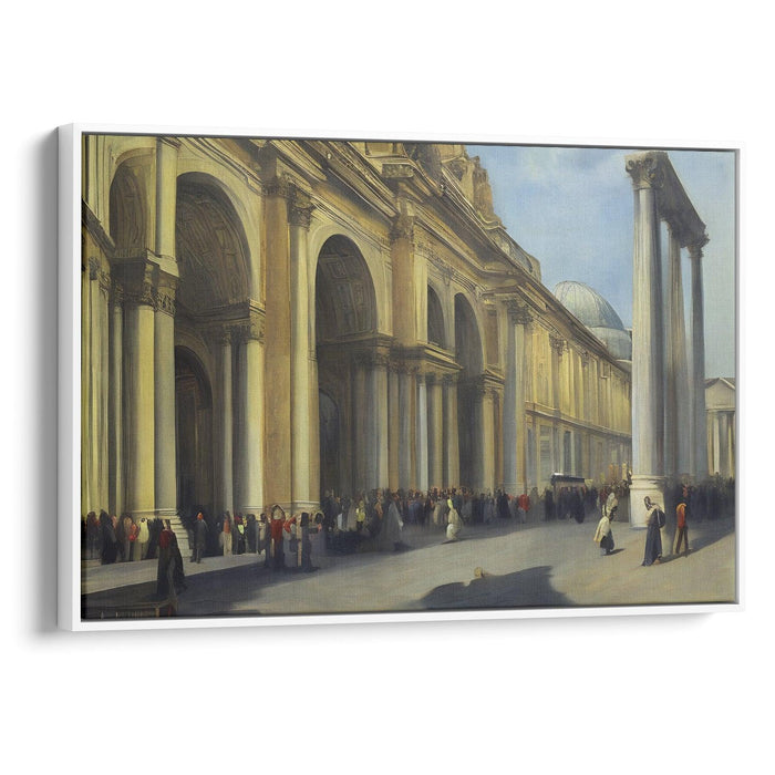 Realism Colonnade of St. Peter's Basilica Print - Canvas Art Print by Kanvah