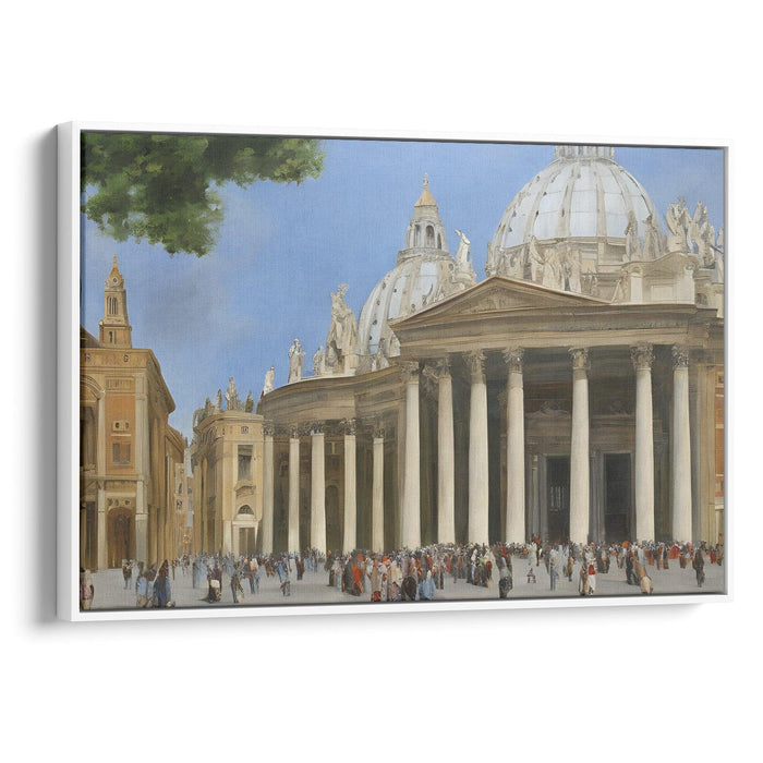 Realism Colonnade of St. Peter's Basilica Print - Canvas Art Print by Kanvah