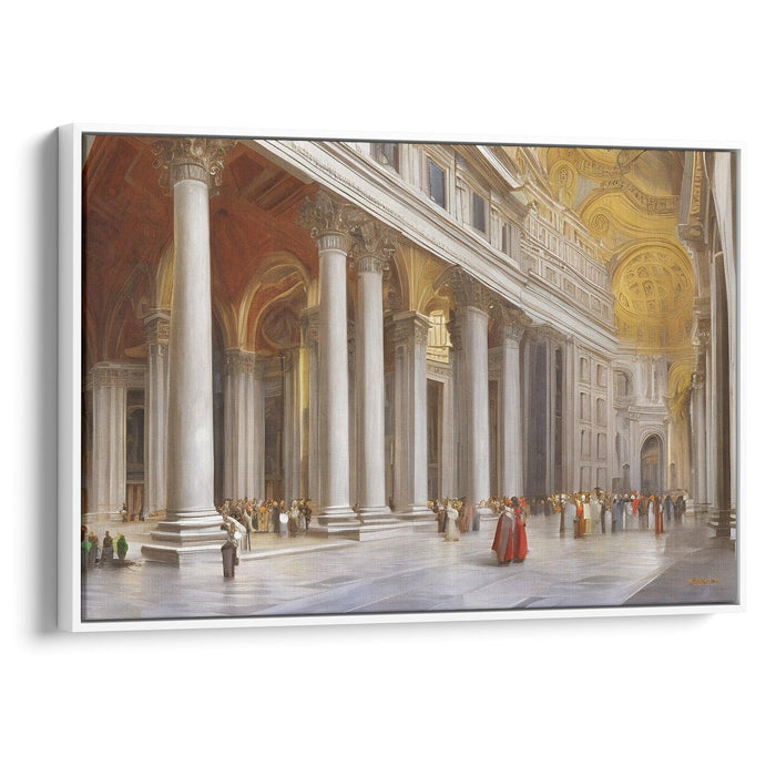 Realism Colonnade of St. Peter's Basilica Print - Canvas Art Print by Kanvah