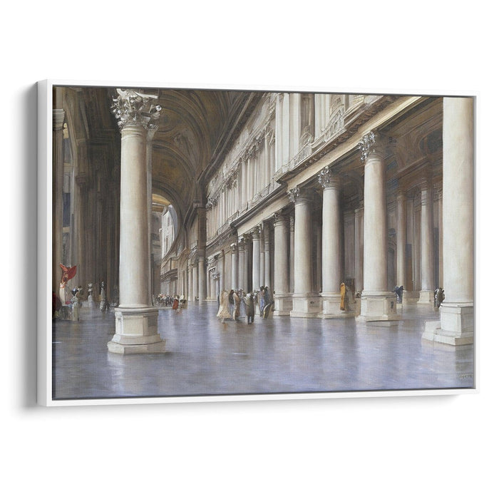 Realism Colonnade of St. Peter's Basilica Print - Canvas Art Print by Kanvah