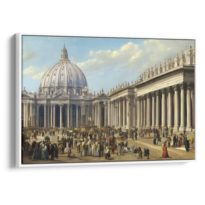 Realism Colonnade of St. Peter's Basilica Print - Canvas Art Print by Kanvah