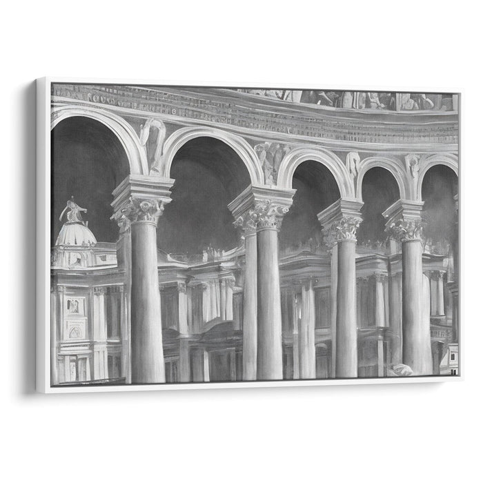 Realism Colonnade of St. Peter's Basilica Print - Canvas Art Print by Kanvah