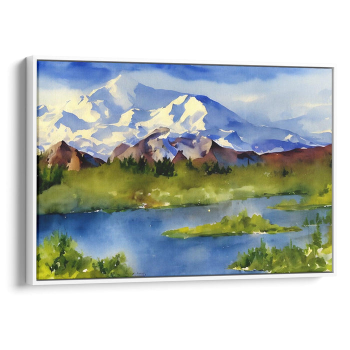 Watercolor Denali Print - Canvas Art Print by Kanvah