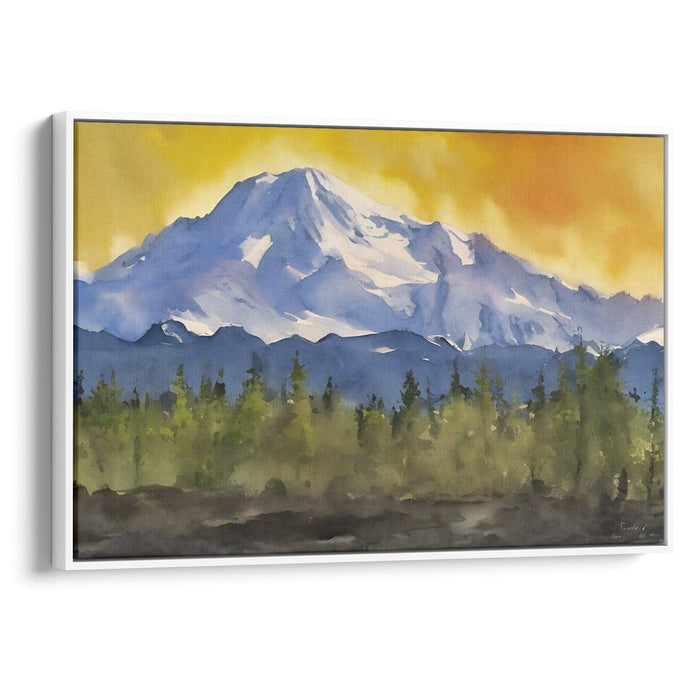 Watercolor Denali Print - Canvas Art Print by Kanvah