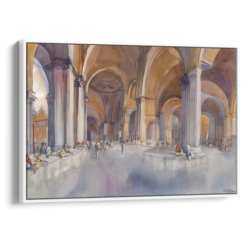 Watercolor Colonnade of St. Peter's Basilica Print - Canvas Art Print by Kanvah