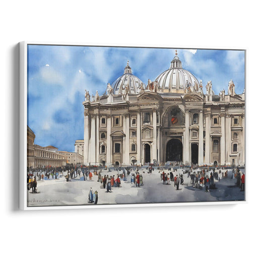 Watercolor Colonnade of St. Peter's Basilica Print - Canvas Art Print by Kanvah