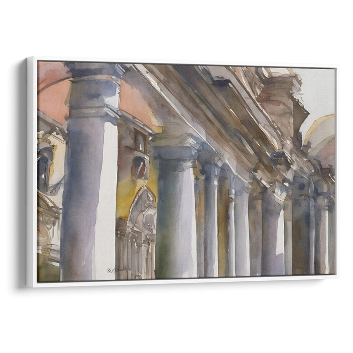 Watercolor Colonnade of St. Peter's Basilica Print - Canvas Art Print by Kanvah