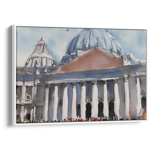 Watercolor Colonnade of St. Peter's Basilica Print - Canvas Art Print by Kanvah