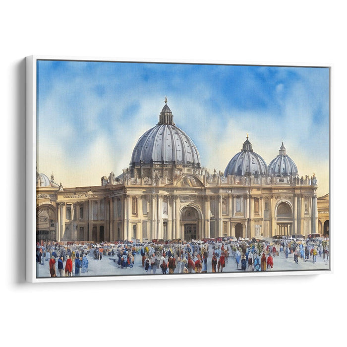 Watercolor Colonnade of St. Peter's Basilica Print - Canvas Art Print by Kanvah