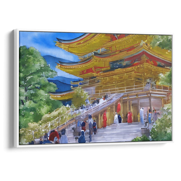 Watercolor Golden Pavilion Print - Canvas Art Print by Kanvah