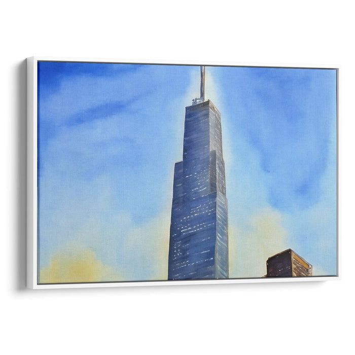 Watercolor Willis Tower Print - Canvas Art Print by Kanvah