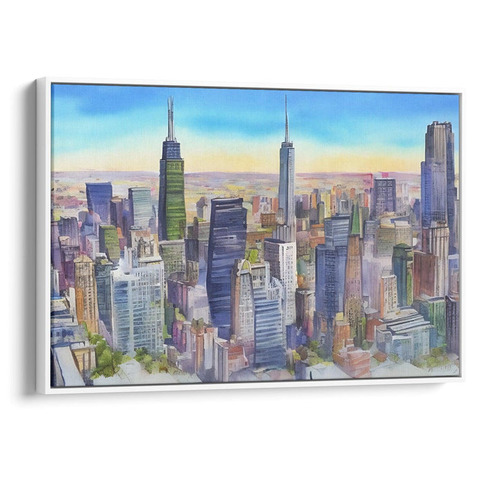 Watercolor Willis Tower Print - Canvas Art Print by Kanvah