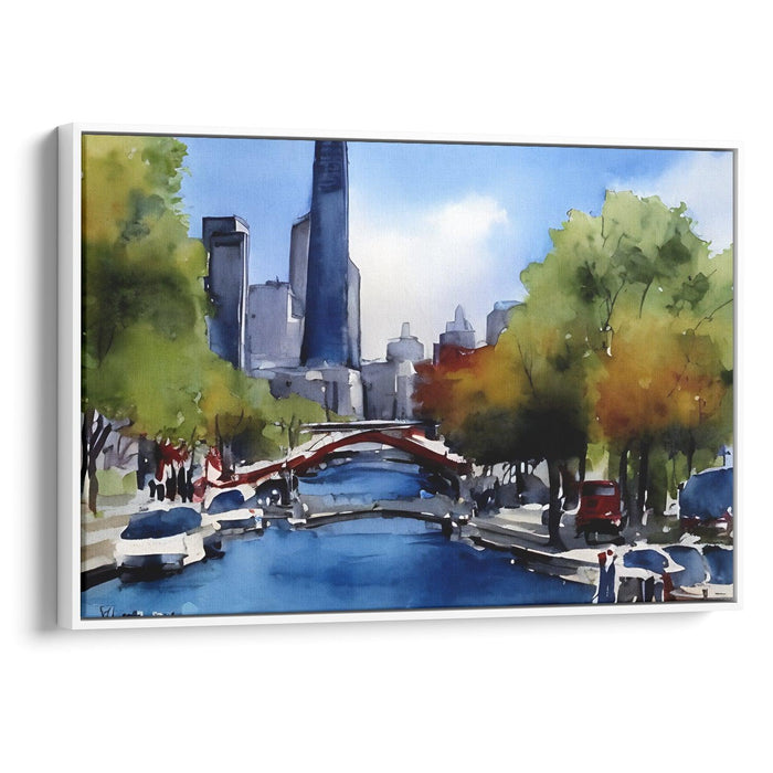 Watercolor Willis Tower Print - Canvas Art Print by Kanvah