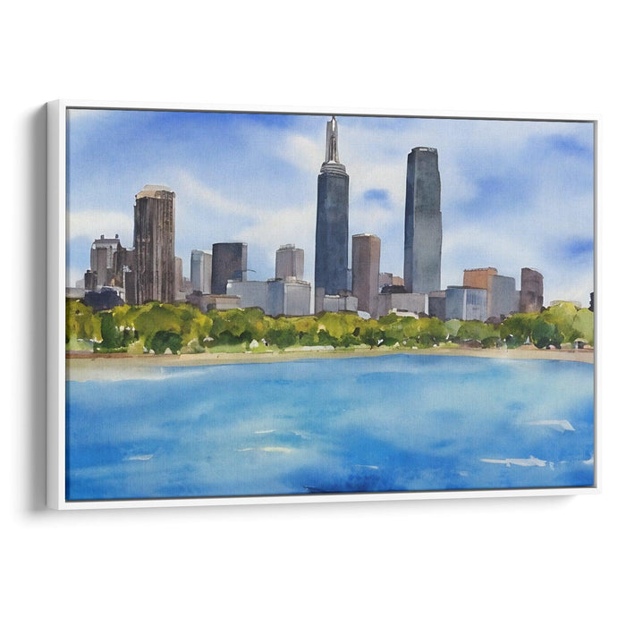 Watercolor Willis Tower Print - Canvas Art Print by Kanvah