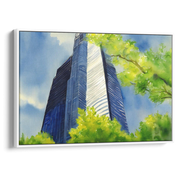 Watercolor Willis Tower Print - Canvas Art Print by Kanvah