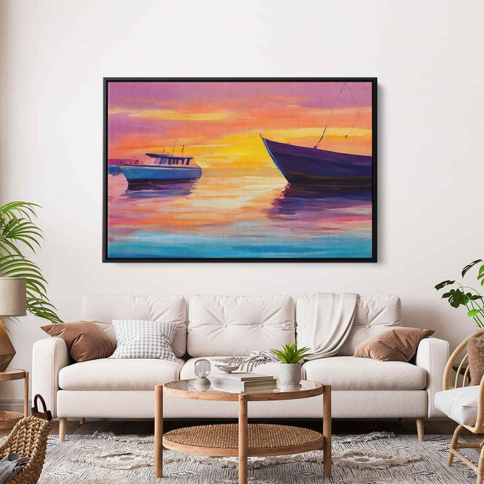 Line Art Sunset Boats #131 - Kanvah