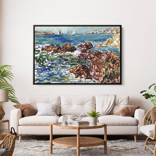 Rocky Cove with Village by Maurice Prendergast - Canvas Artwork