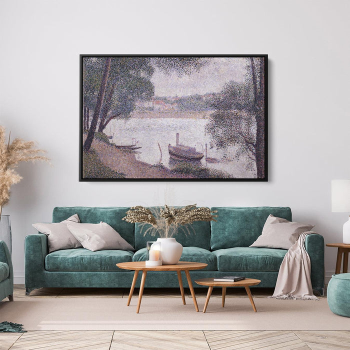 River Landscape with a boat by Georges Seurat - Canvas Artwork