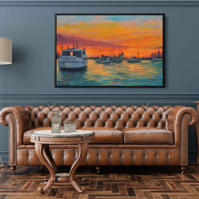 Line Art Sunset Boats #117 - Kanvah