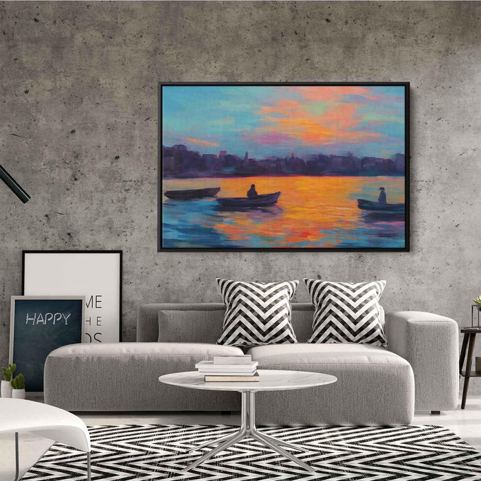 Line Art Sunset Boats #126 - Kanvah