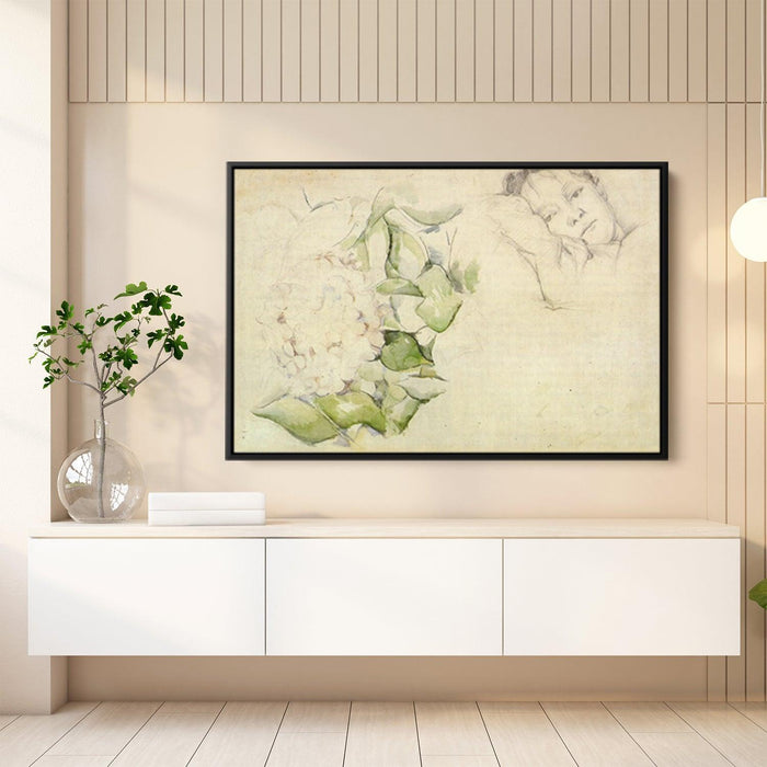 Madame Cezanne with Hortensias by Paul Cezanne - Canvas Artwork