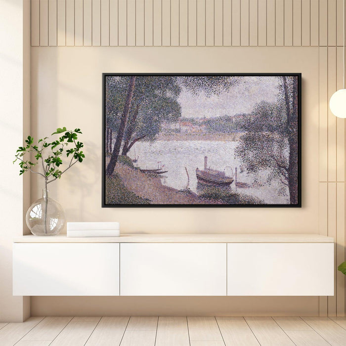 River Landscape with a boat by Georges Seurat - Canvas Artwork