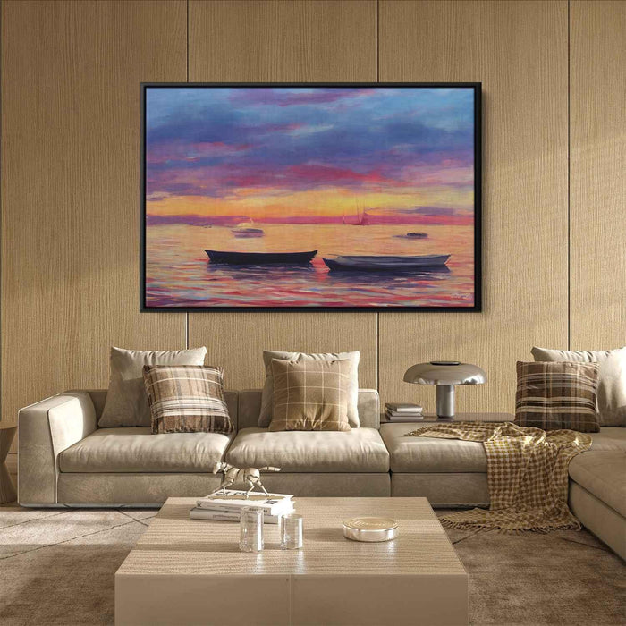 Line Art Sunset Boats #103 - Kanvah