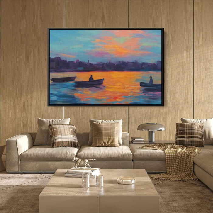 Line Art Sunset Boats #126 - Kanvah
