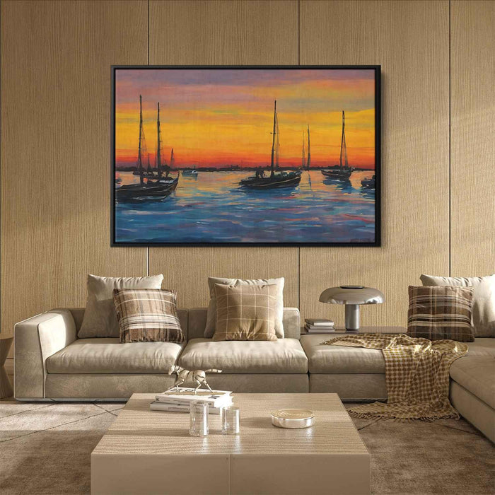 Line Art Sunset Boats #135 - Kanvah