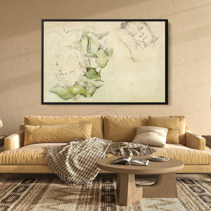 Madame Cezanne with Hortensias by Paul Cezanne - Canvas Artwork