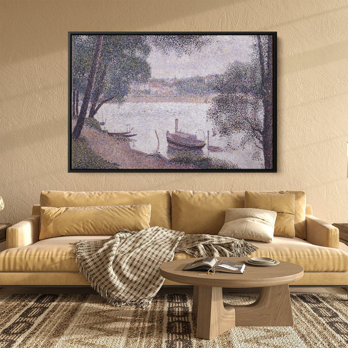 River Landscape with a boat by Georges Seurat - Canvas Artwork