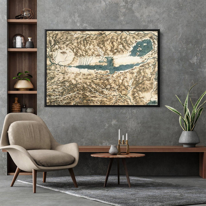 Bird's Eye View of a Landscape by Leonardo da Vinci - Canvas Artwork