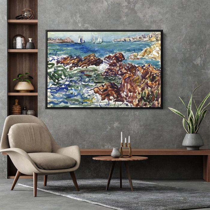 Rocky Cove with Village by Maurice Prendergast - Canvas Artwork