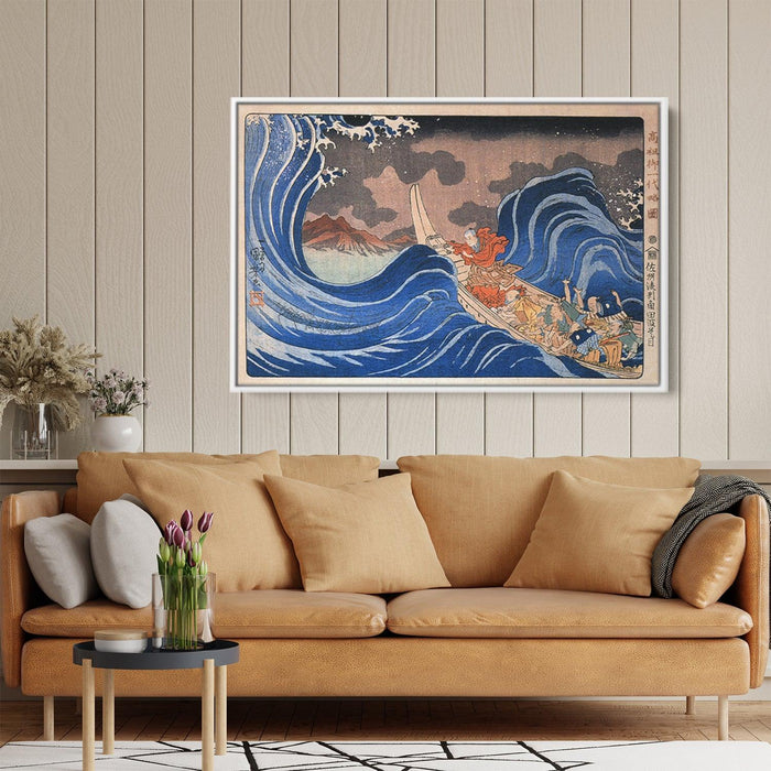 In the Waves at Kakuda enroute to Sado Island, Edo period by Utagawa Kuniyoshi - Canvas Artwork