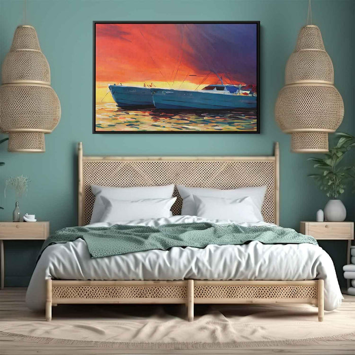 Line Art Sunset Boats #139 - Kanvah