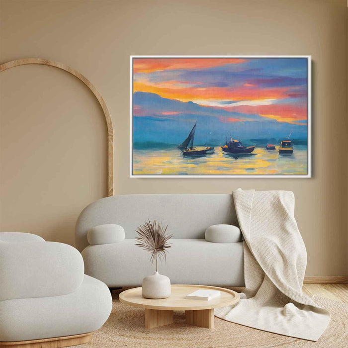 Line Art Sunset Boats #129 - Kanvah